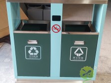 學校校園戶外兩分類鋼制垃圾箱